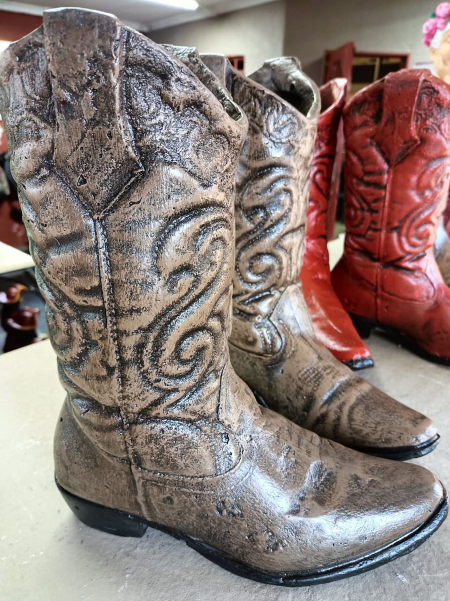 Concrete cowboy boot planters